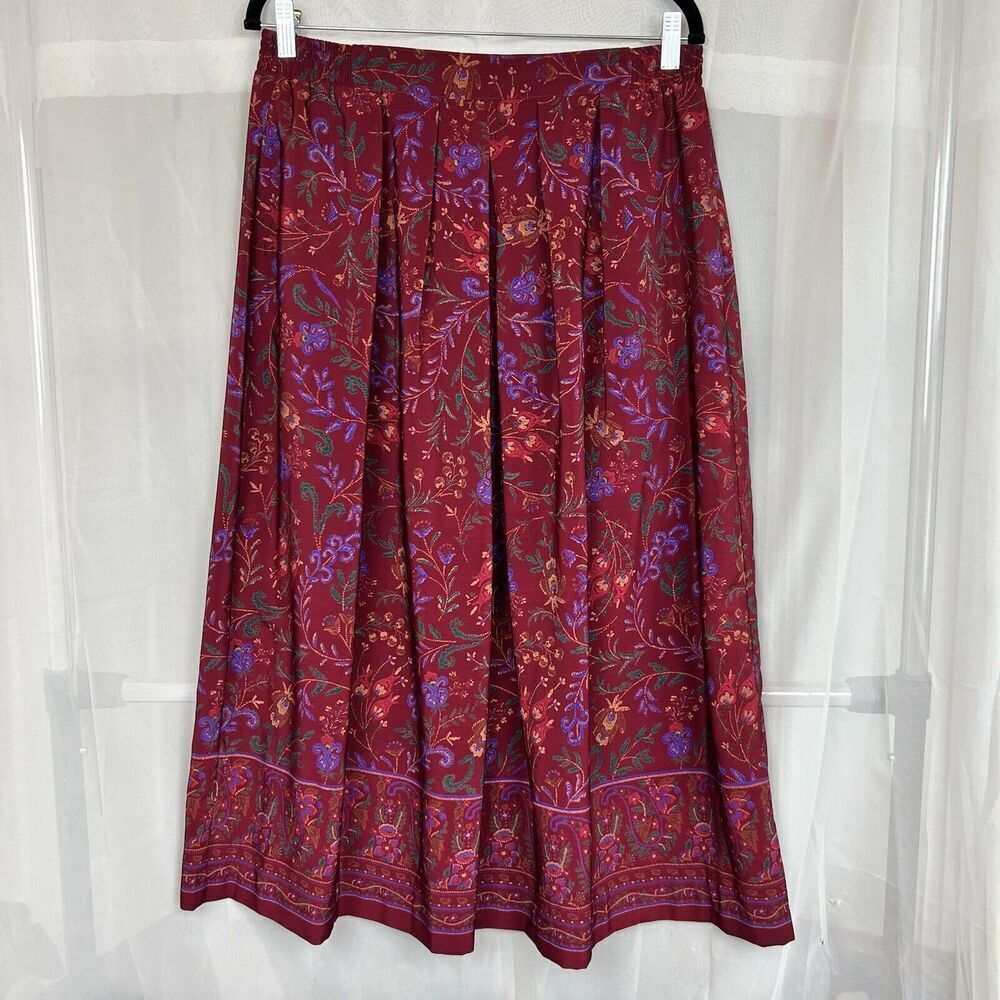 vintage Jantzen floral pattern maxi skirt sz 14 boho prairie holiday